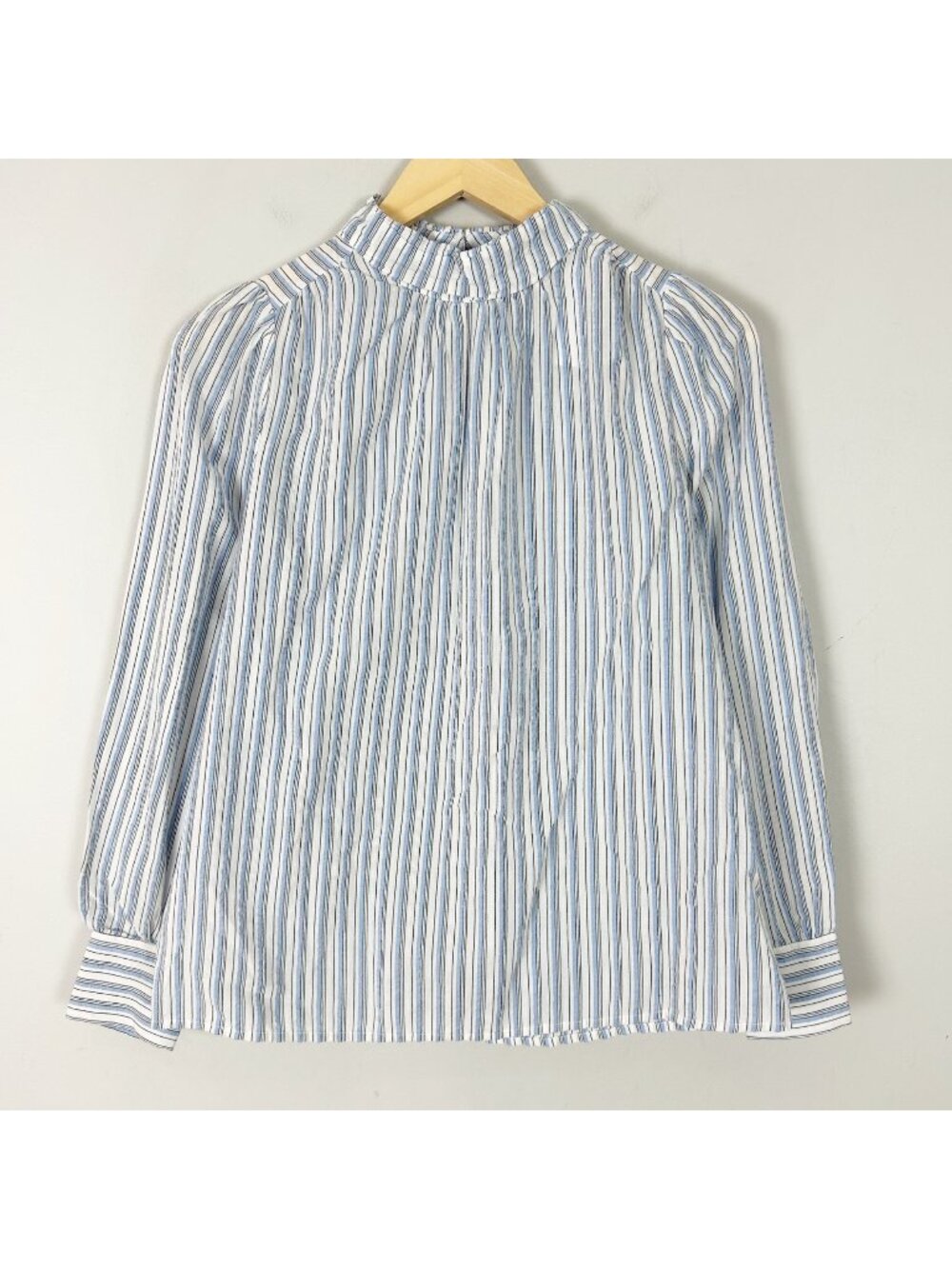 NEW Loft Striped Mock Neck Top Blue & White Classic Size XS Women's‎